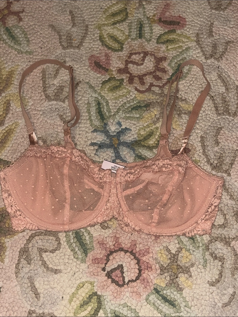 PINK Victoria's Secret Dusty Peach Lace-Trim Underwire Bra